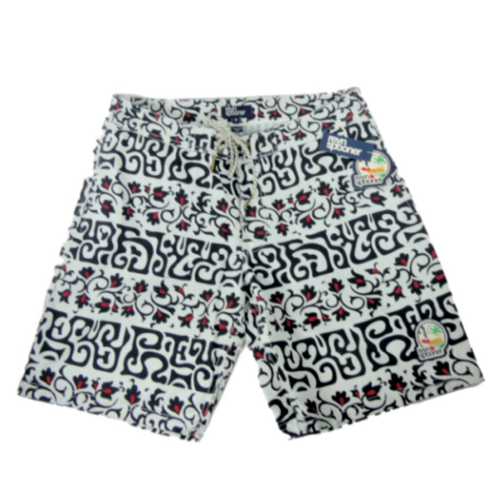 NWT Reyn Spooner Boardshorts Hawaiian Black and White Size 32 36 40 Tahitian